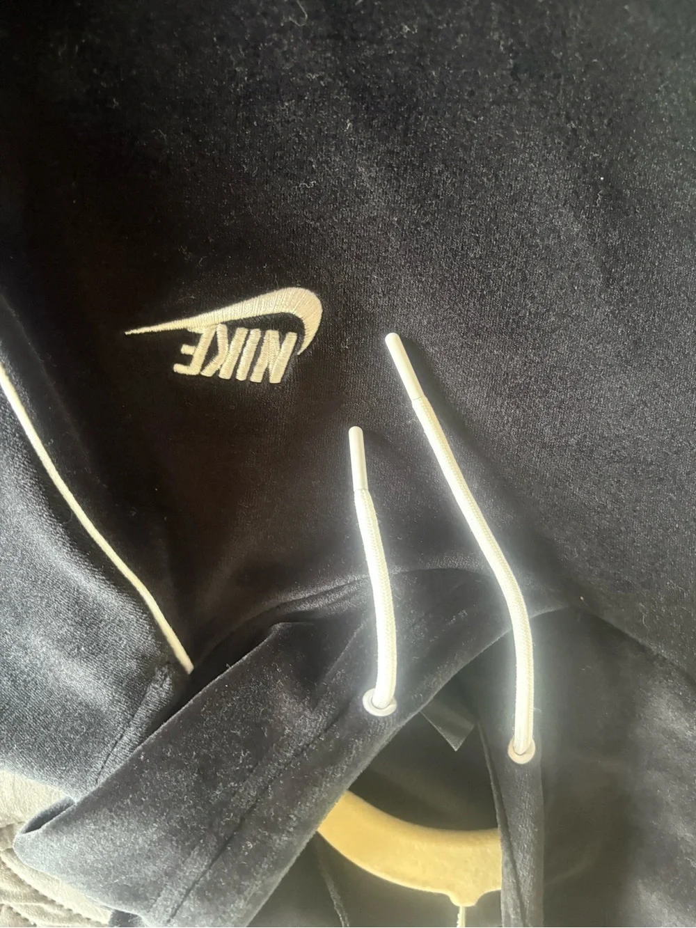Nike Black Velevt Hoodie Dress with White Logo